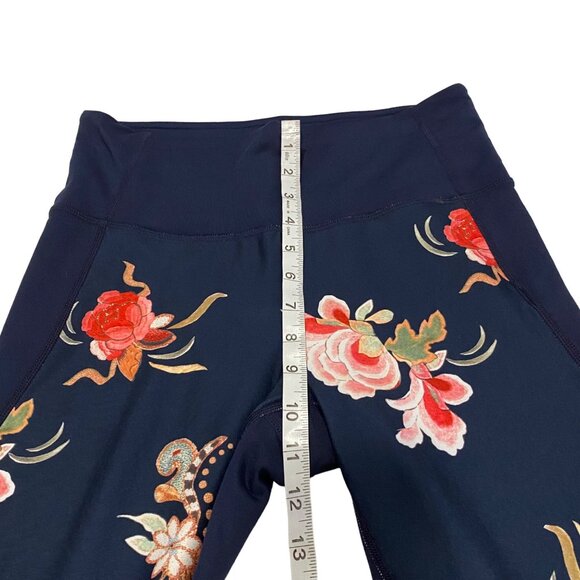 Athleta Gilded Tux‎ Chaturanga Floral Navy Blue Tight Size S - Picture 9 of 10